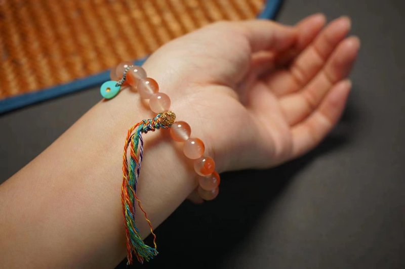 赤玉 原矿川料南红。生命灵数1 - 手链/手环 - 宝石 