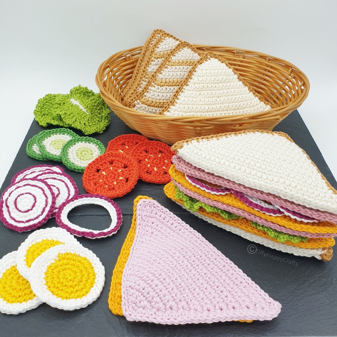 三角三明治玩具套装| Amigurumi 钩针编织食物图案 PDF - 手工艺教程/工具书 - 其他材质 