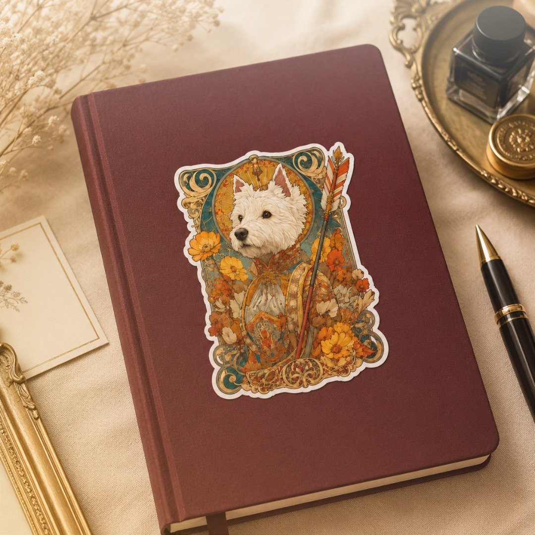西高地白梗 新艺术贴纸套组 Art Nouveau Westie Sticker Set - 贴纸 - 纸 