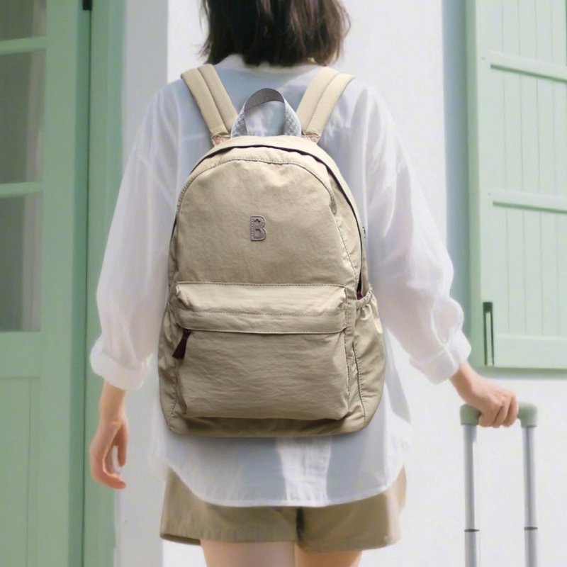 新布~１变２包。超轻柔感抗水收纳后背包组-卡其_105418 - 后背包/双肩包 - 聚酯纤维 卡其色