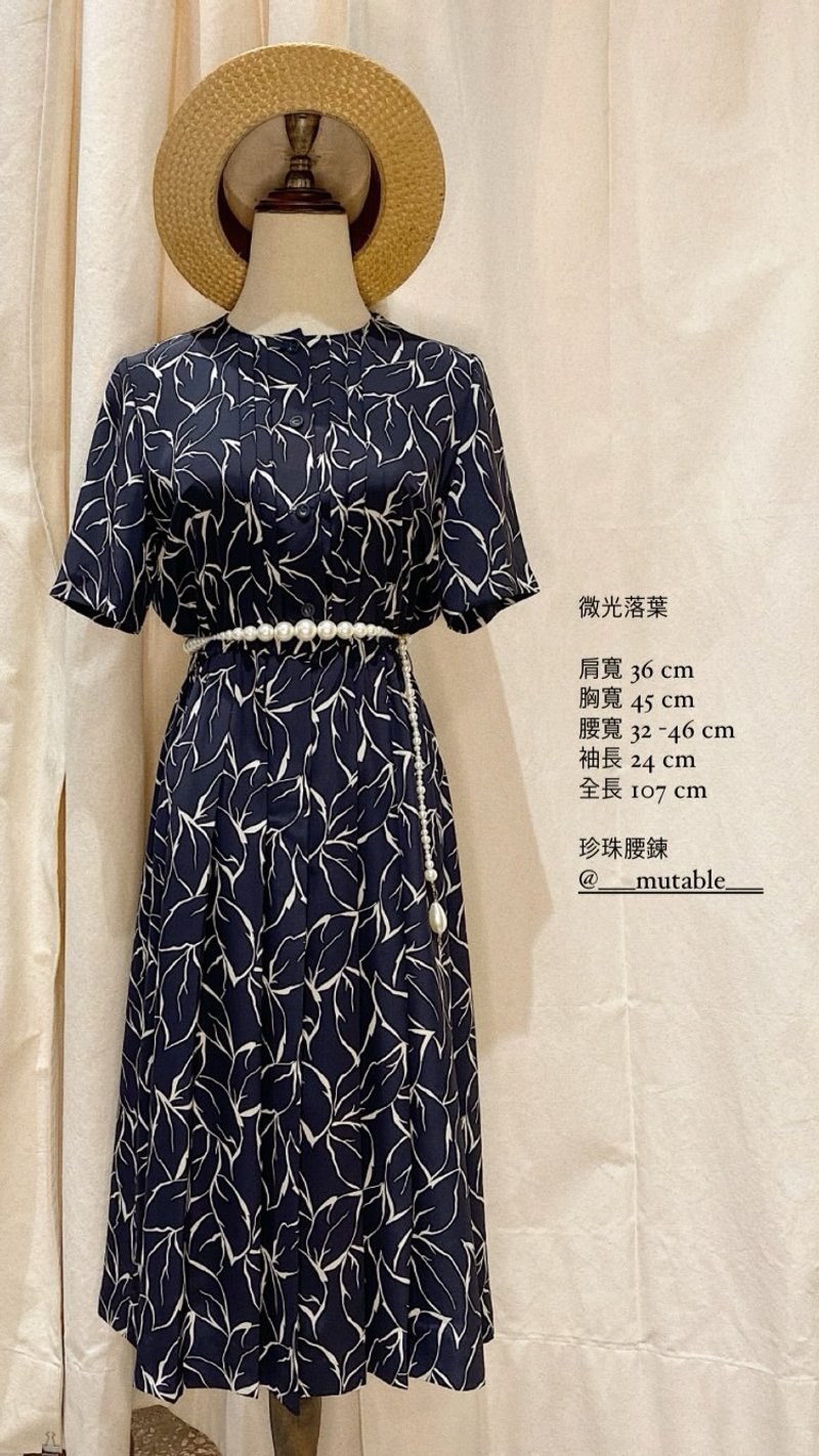 微光落叶古着短袖洋装 - 洋装/连衣裙 - 聚酯纤维 黑色