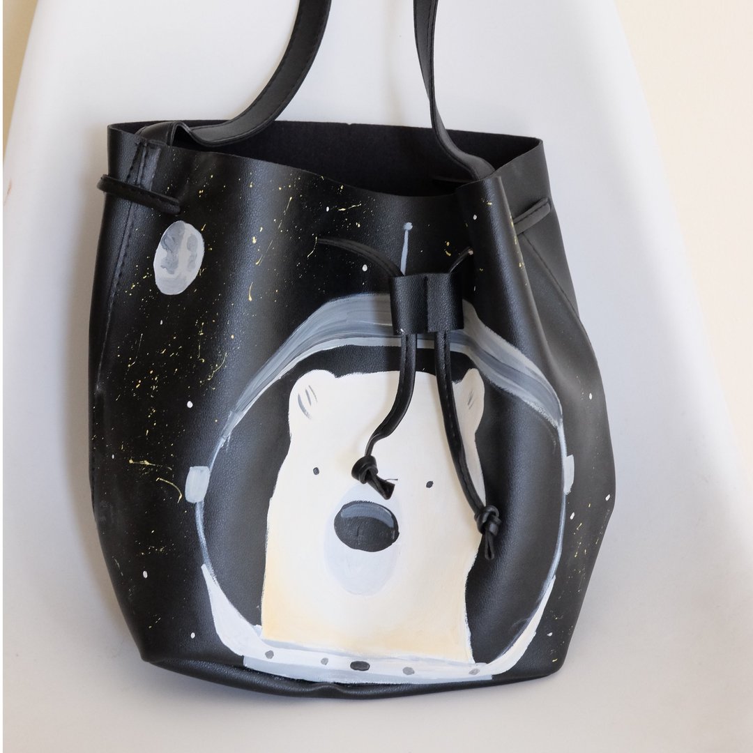 Polar Bear Astronaut Bucket Bag - 手提包/手提袋 - 真皮 白色