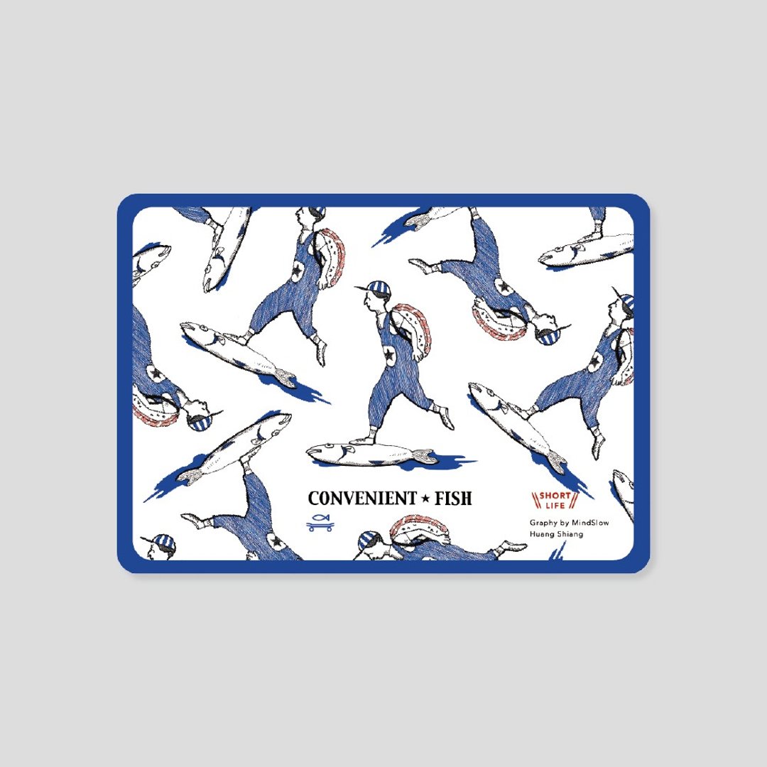 方便的鱼 - 滑板  Convenient Fish - Skateboard - 卡片/明信片 - 纸 蓝色