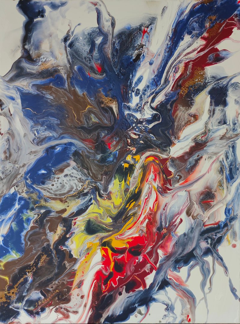 大型抽象原创绘画流体艺术当代艺术冰与火之歌 - 墙贴/壁贴 - 其他材质 蓝色