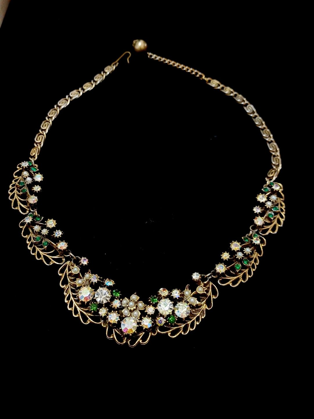 vintage jewelry Florenza 极光莱茵钻古典项链 - 项链 - 其他金属 