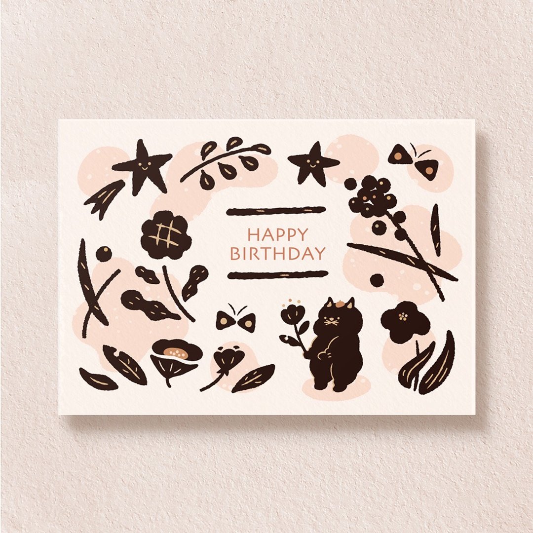 postcard-生日卡繁花款 - 卡片/明信片 - 纸 粉红色