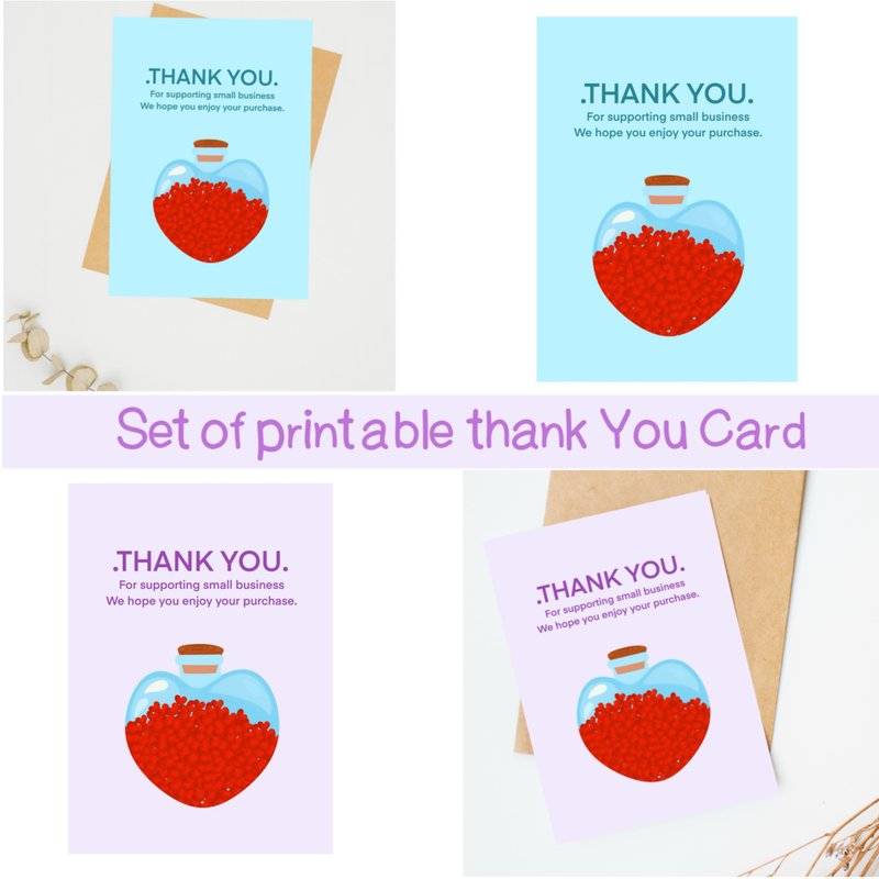 感谢顾客的心形玻璃罐卡，数位文件 - 电子手绘真人画像/绘画/插画 - 其他材质 