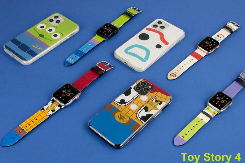 迪士尼彼思三眼仔玩具总动员十字压纹牛皮革Apple Watch真皮表带 - 表带 - 真皮 