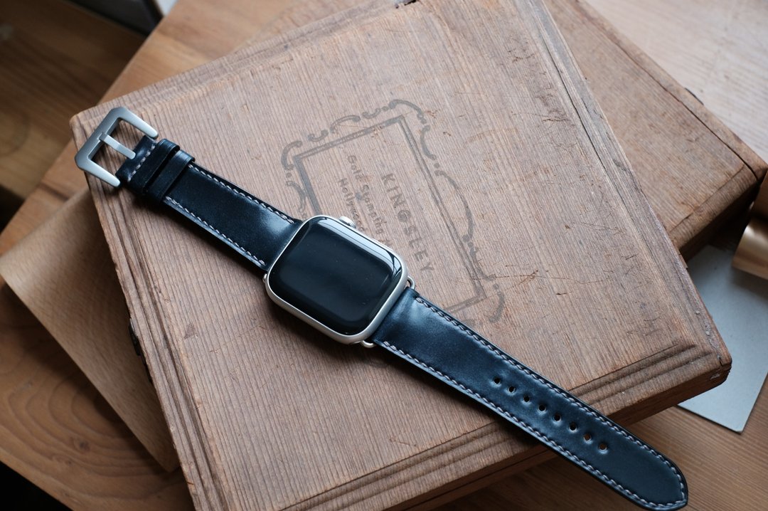 【寓吉】现货-表带订制 Horween shell cordovan 马臀皮革 海军蓝 - 表带 - 真皮 