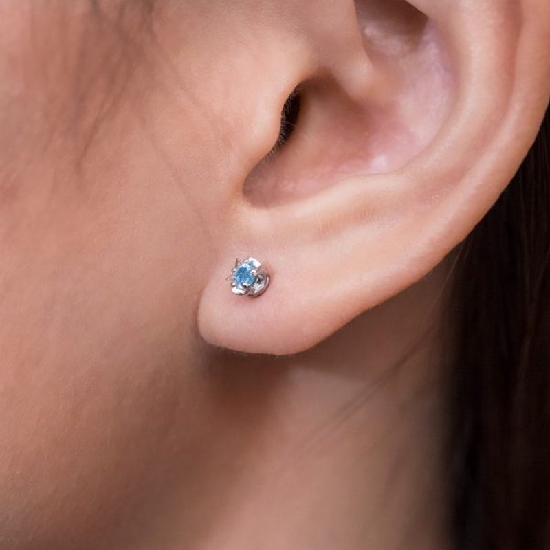 Star Stud Earrings with London Blue Topaz - 耳环/耳夹 - 半宝石 银色