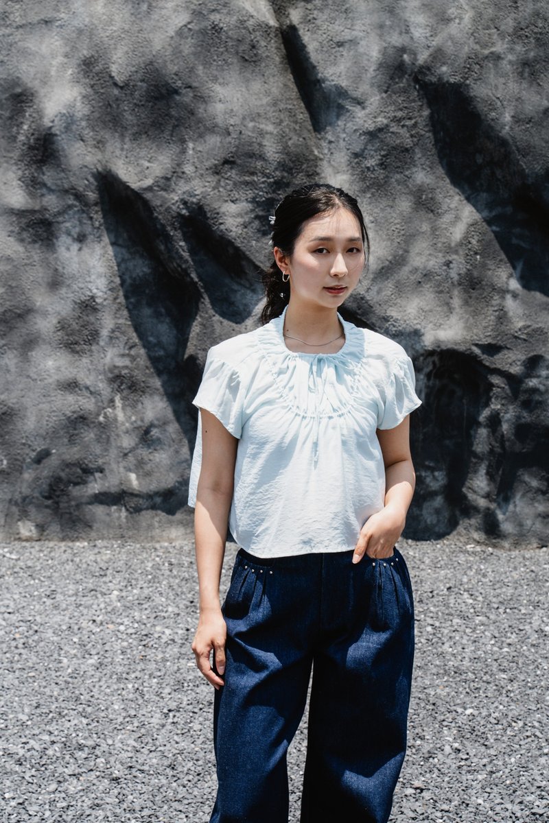 婴儿蓝天丝抽绳上衣 - 女装上衣 - 其他材质 蓝色