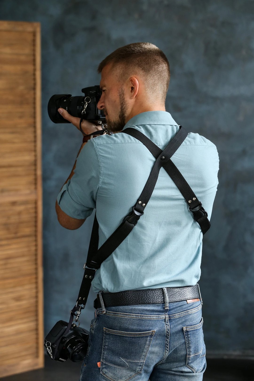 Camera Harness, Dual Camera Strap, Camera Strap, Dual Camera Harness, Leather Ca - 皮带/腰带 - 真皮 黑色