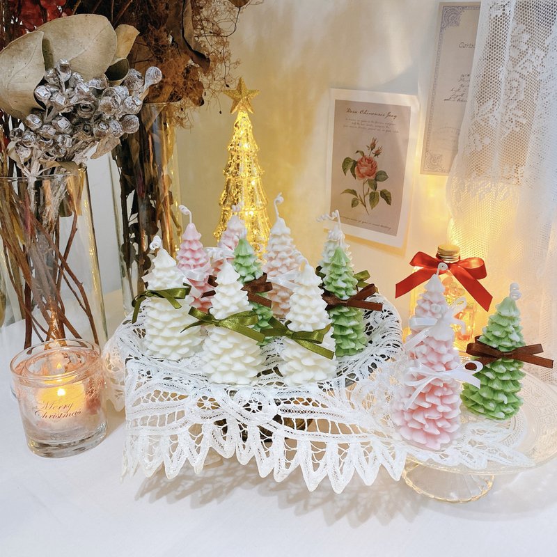 暖心圣诞礼物・缤纷雪花圣诞树造型香氛蜡烛/颜色香氛可定制 - 蜡烛/烛台 - 蜡 多色