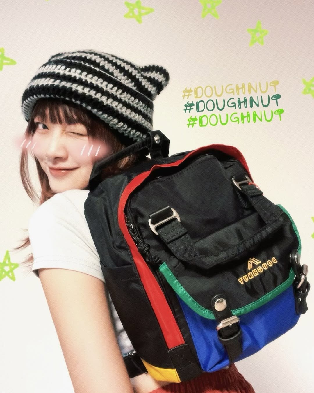 【DOUGHNUT】10.5寸 防泼水 后背包 马卡龙 水壶格 撞色-黑色 YU - 电脑包 - 其他材质 黑色