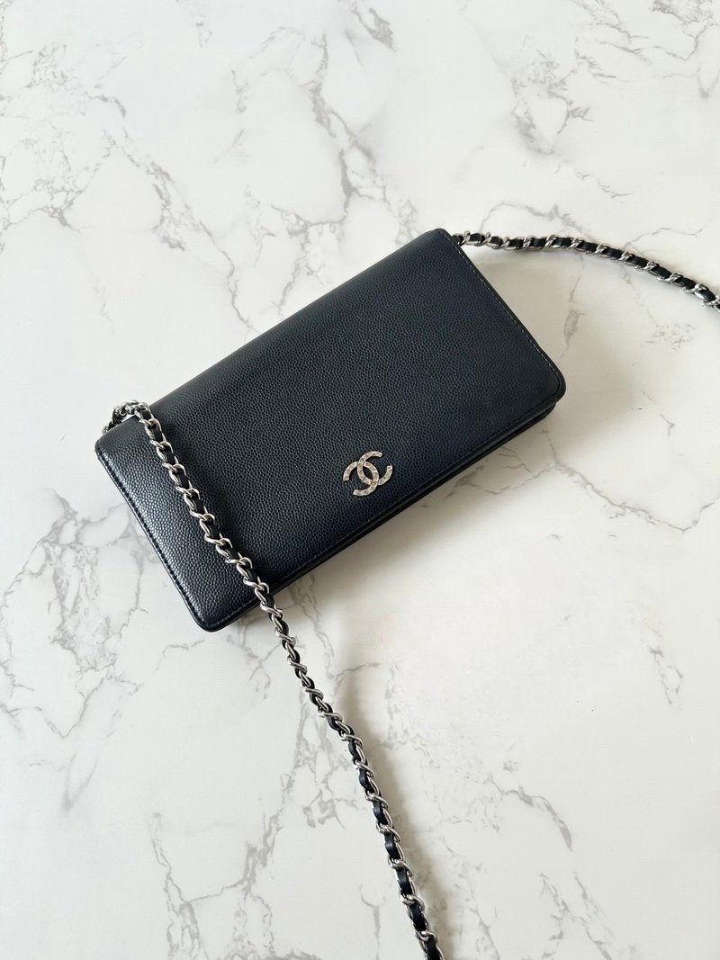 中古包 Chanel黑色WOC 斜背包 侧背包 单肩包 长夹 钱包 皮夹 - 侧背包/斜挎包 - 真皮 黑色