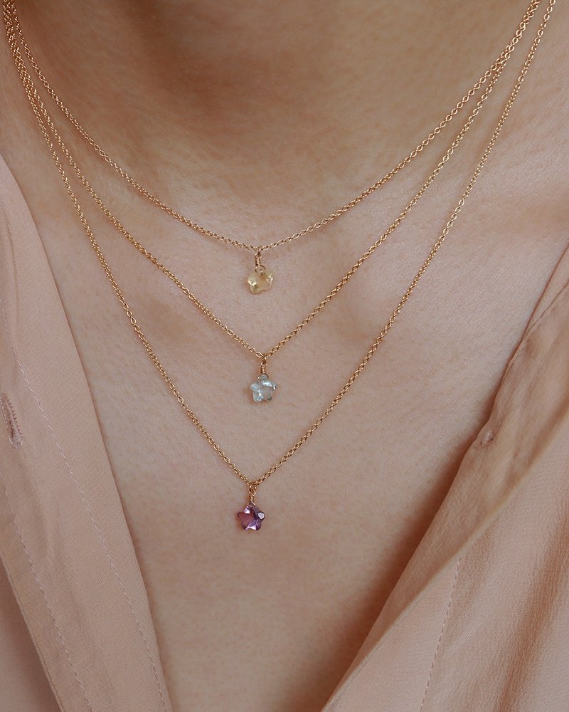 14KGF 黄水晶/紫水晶/托帕石 天然石项链 Star in Start - 项链 - 宝石 