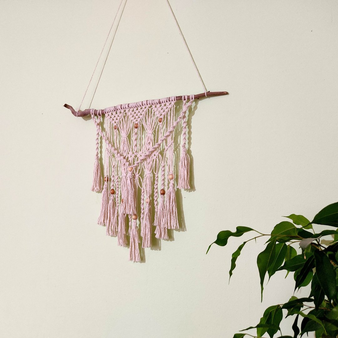 Macrame wall decor Boho, woven wall tapestry, modern mural macrame hanging - 墙贴/壁贴 - 棉 白色