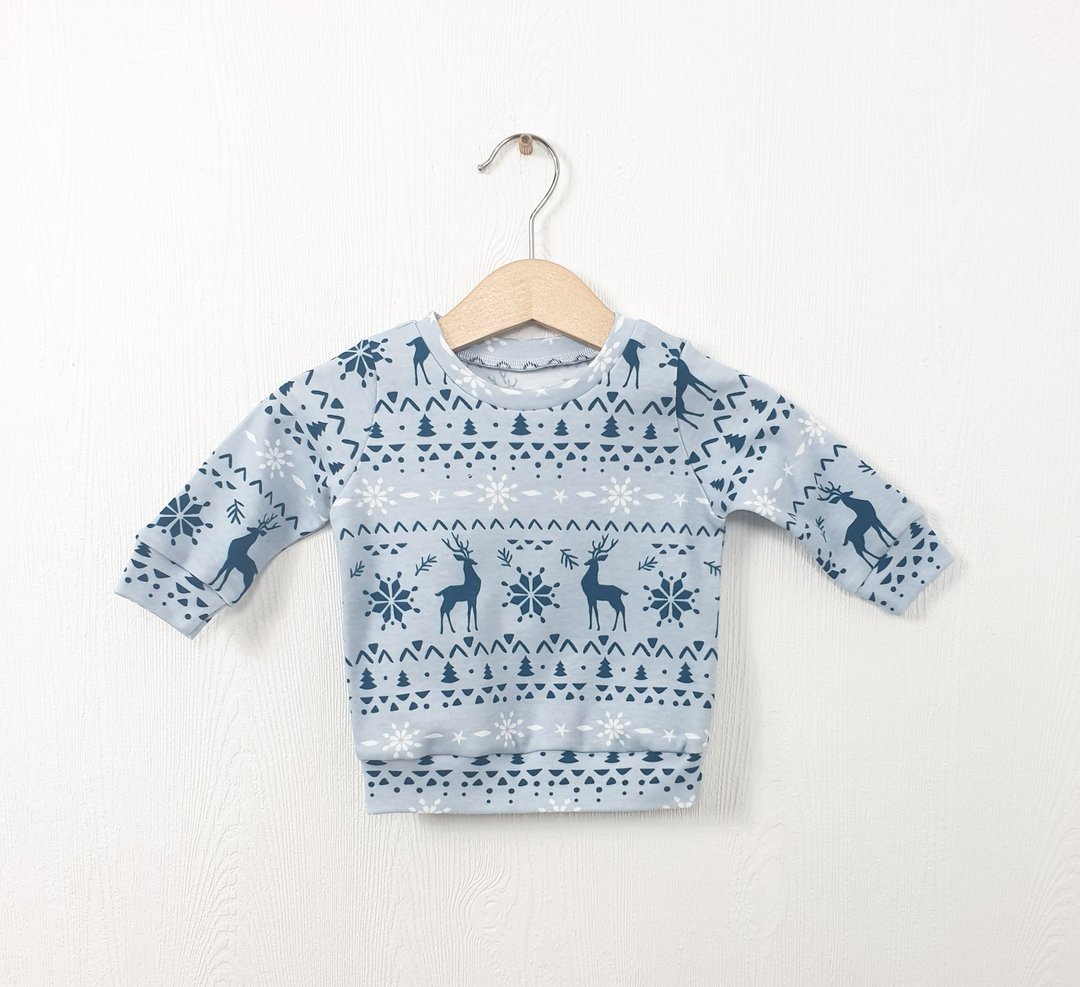Blue Merry Christmas baby sweatshirt,baby boy sweatshirt,baby girl sweatshirt - 童装上衣 - 棉．麻 多色