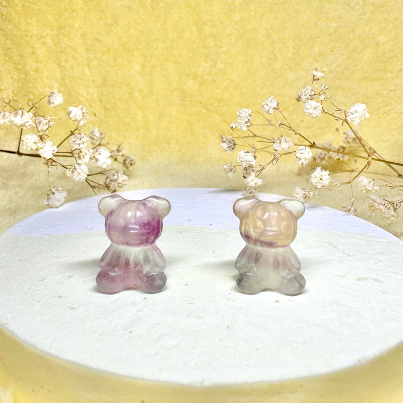 天然萤石小熊项链 可爱造型雕刻矿石饰品 - 项链 - 水晶 紫色