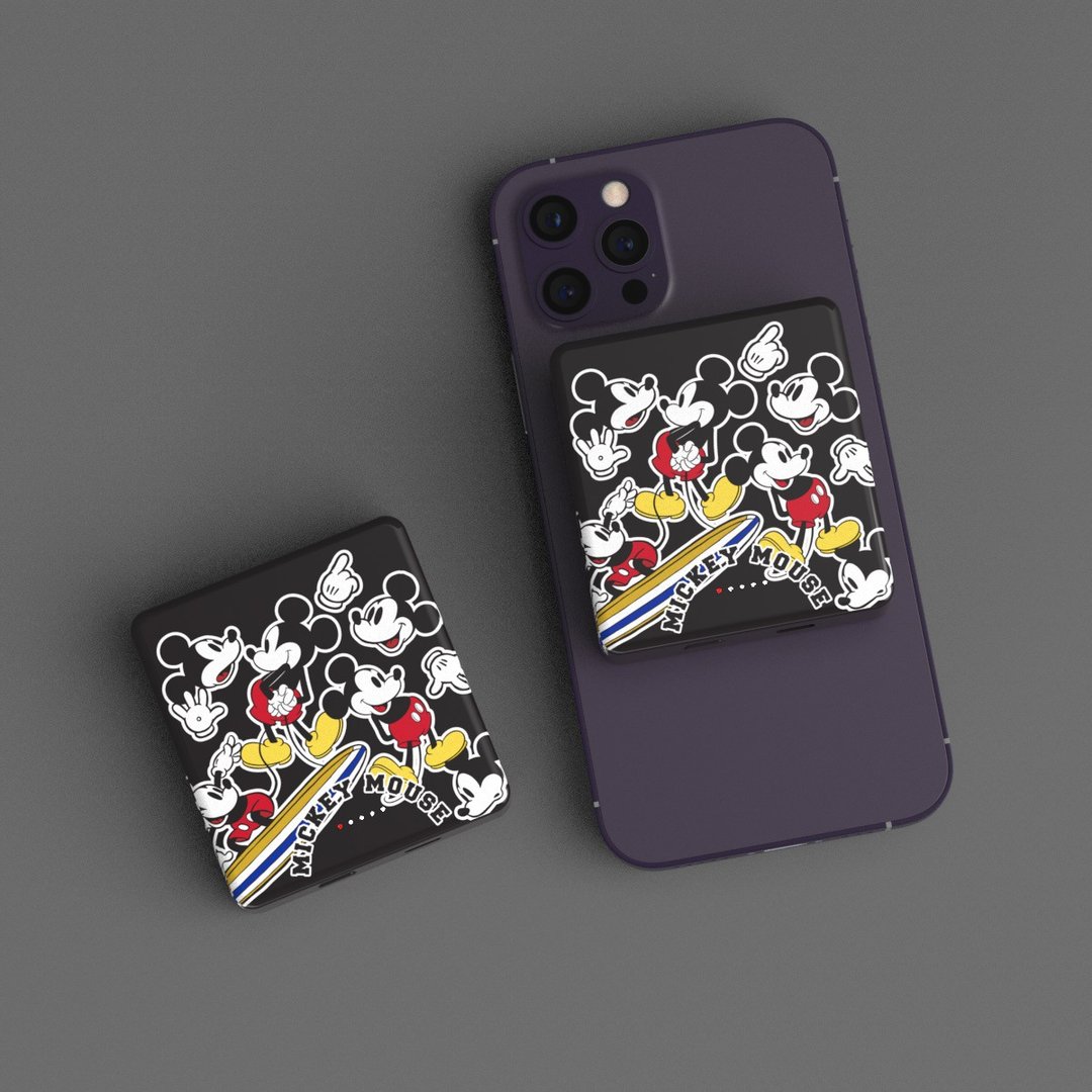 【限量】 迪士尼 8000mAh 磁吸式行动充电 - 米奇老鼠 - 充电宝/传输线 - 塑料 黑色