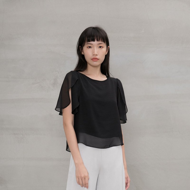 沉静优雅花瓣袖上衣 Exquisite Petal Sleeves Blouse T276 - 女装上衣 - 聚酯纤维 多色