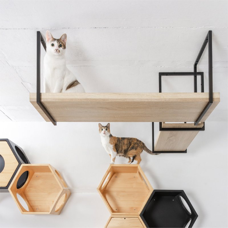 猫天空走道 Avenue-橡木黑 - 抓板/跳台 - 木头 卡其色