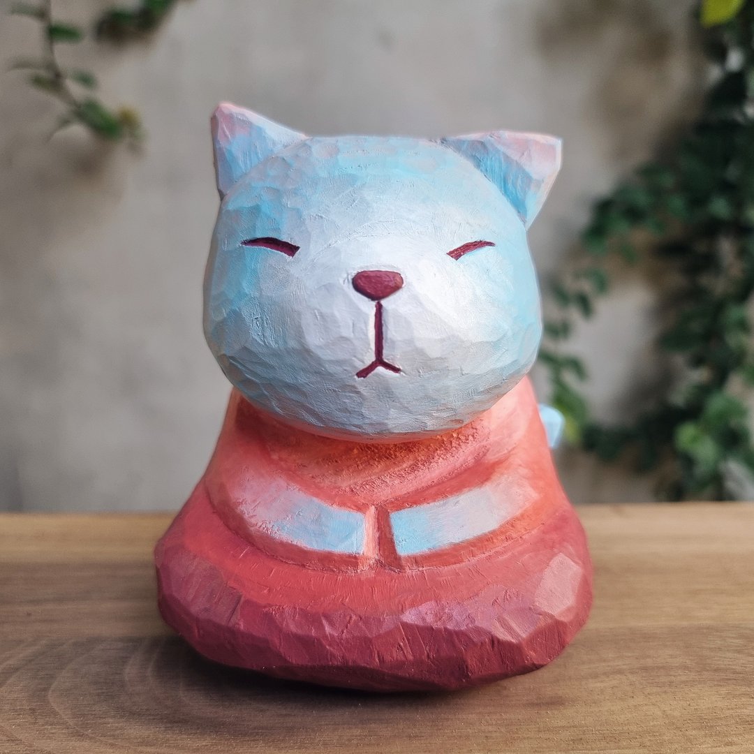 CALMY wood carving art toy sculpture decoration - 摆饰 - 木头 红色