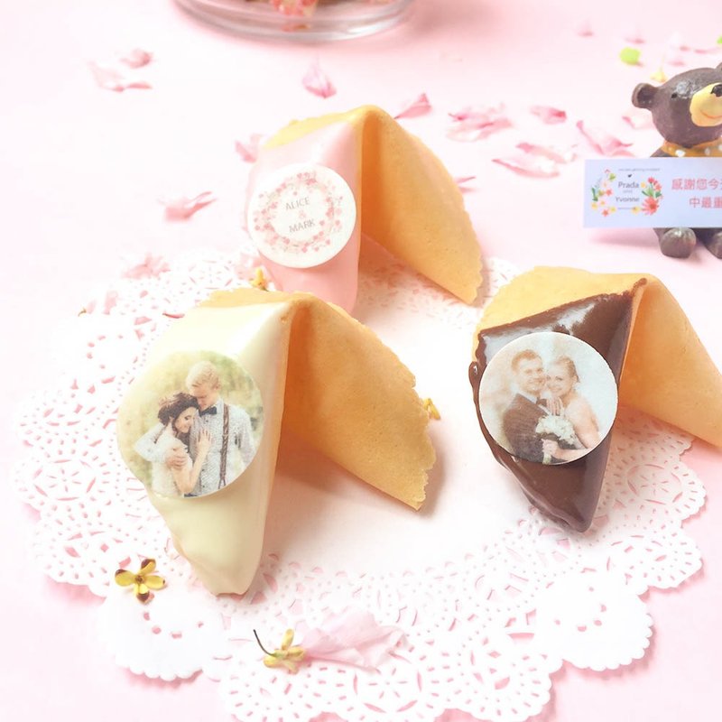 婚礼小物 定制化可食用照片logo影像幸运签饼 送客礼 二次进场 - 手工饼干 - 新鲜食材 红色