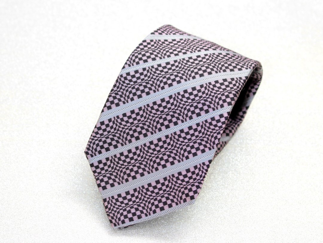 Mysterious geometric pattern tie pale pink - 领带/领带夹 - 丝．绢 