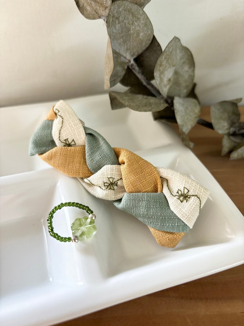 独家电绣-幸运草编织发夹(3色可选) - 发饰 - 棉．麻 多色