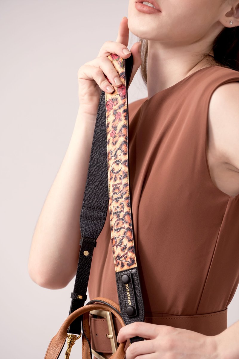 ANDERLOS 安德罗斯/豹纹/玫瑰/绯绯瑀瑰印花宽背带/包包背带 - 其他 - 真皮 咖啡色