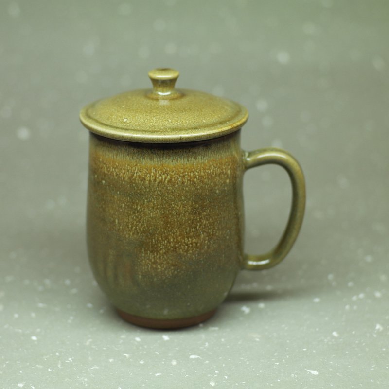 双挂铁釉 盖杯 B 手作陶器 - 茶具/茶杯 - 陶 