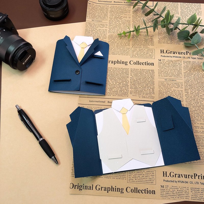 西装手工卡片 父亲节 男友生日卡片 - 卡片/明信片 - 纸 蓝色