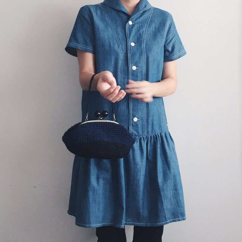 黑波波口金袋_深蓝黑 - 其他 - 棉．麻 黑色