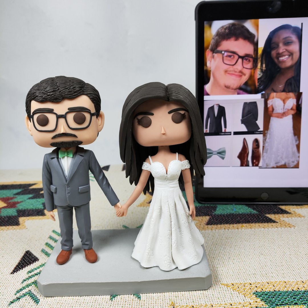 纯手工定制美国Funko Pop 自画像公仔情侣父母夫妻结婚周年礼物 - 玩偶/公仔 - 粘土 多色