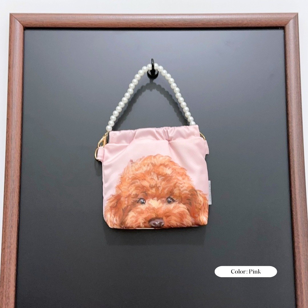 香港制-弹片口金零钱包 捏捏包 迷你手袋 宠物 贵宾狗 poodle泰迪 - 零钱包 - 丝．绢 粉红色