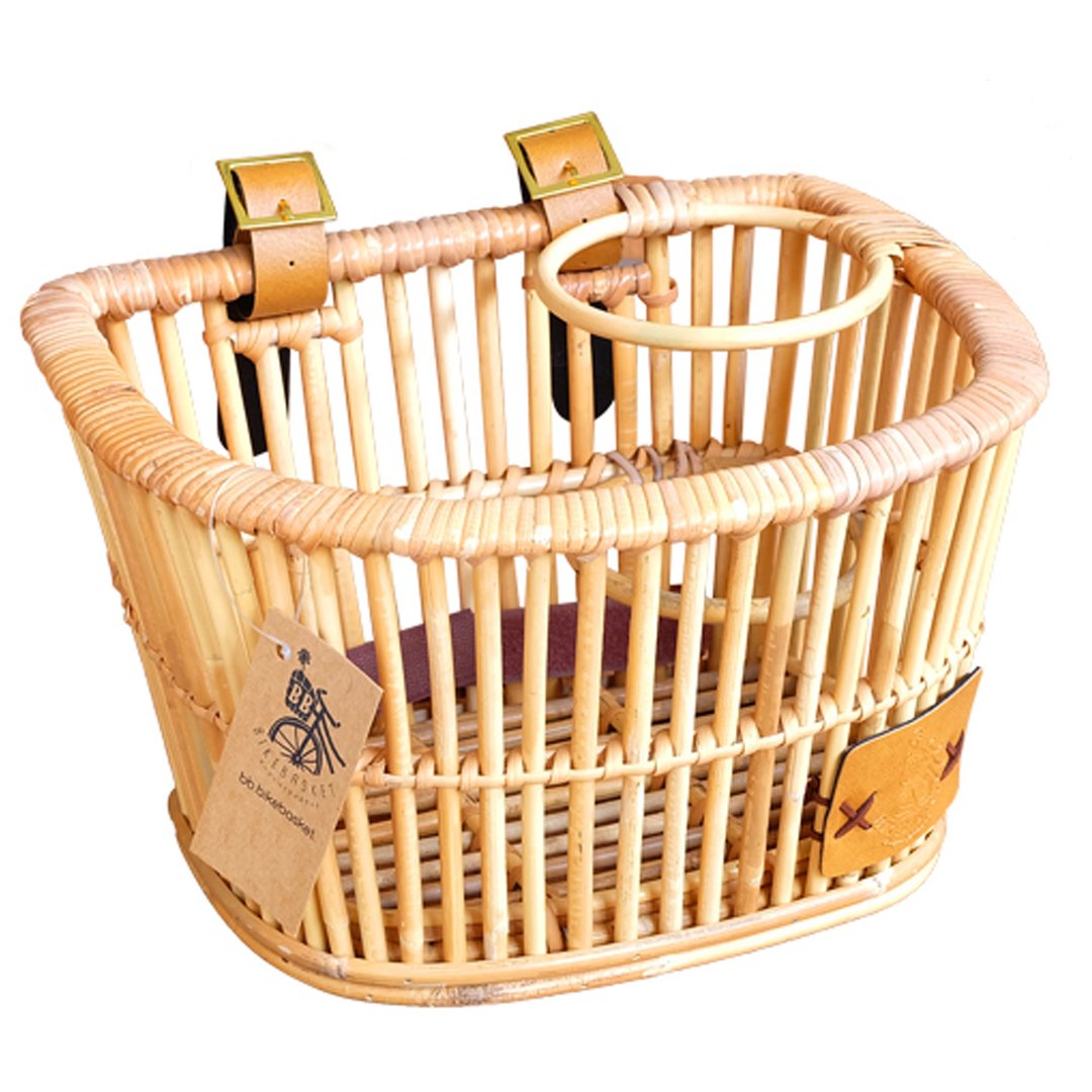 BB.BikeBasket Front Wicker Bike Bicycle Basket with Drink Holder Design - 自行车/周边 - 其他材质 