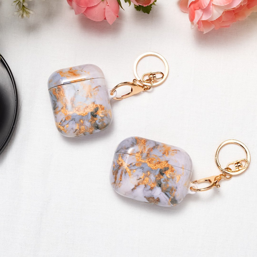 【定制化】大理石雾纹 AirPods Pro 3 / AirPods 4 保护壳 - 耳机收纳 - 塑料 黄色