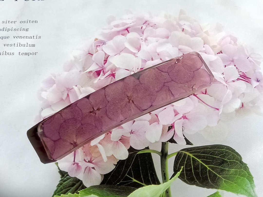 手作真花发夹 - 紫阳花 - 发饰 - 其他材质 紫色