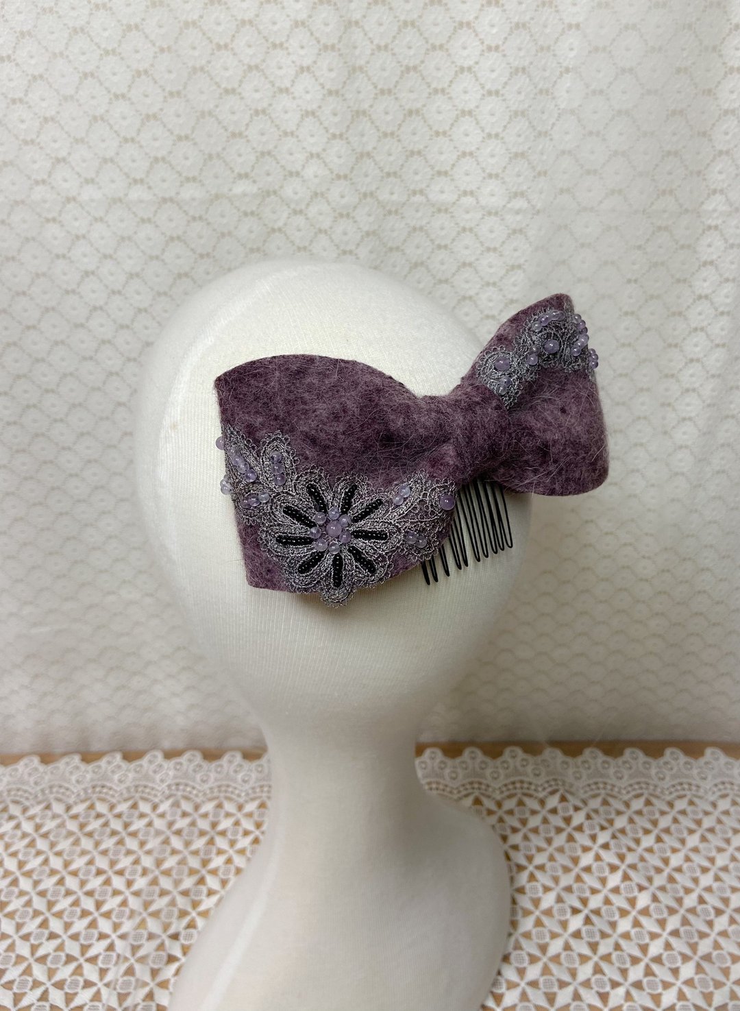 Felt headdress 羊毛蝴蝶结发夹-Hayley - 发饰 - 羊毛 