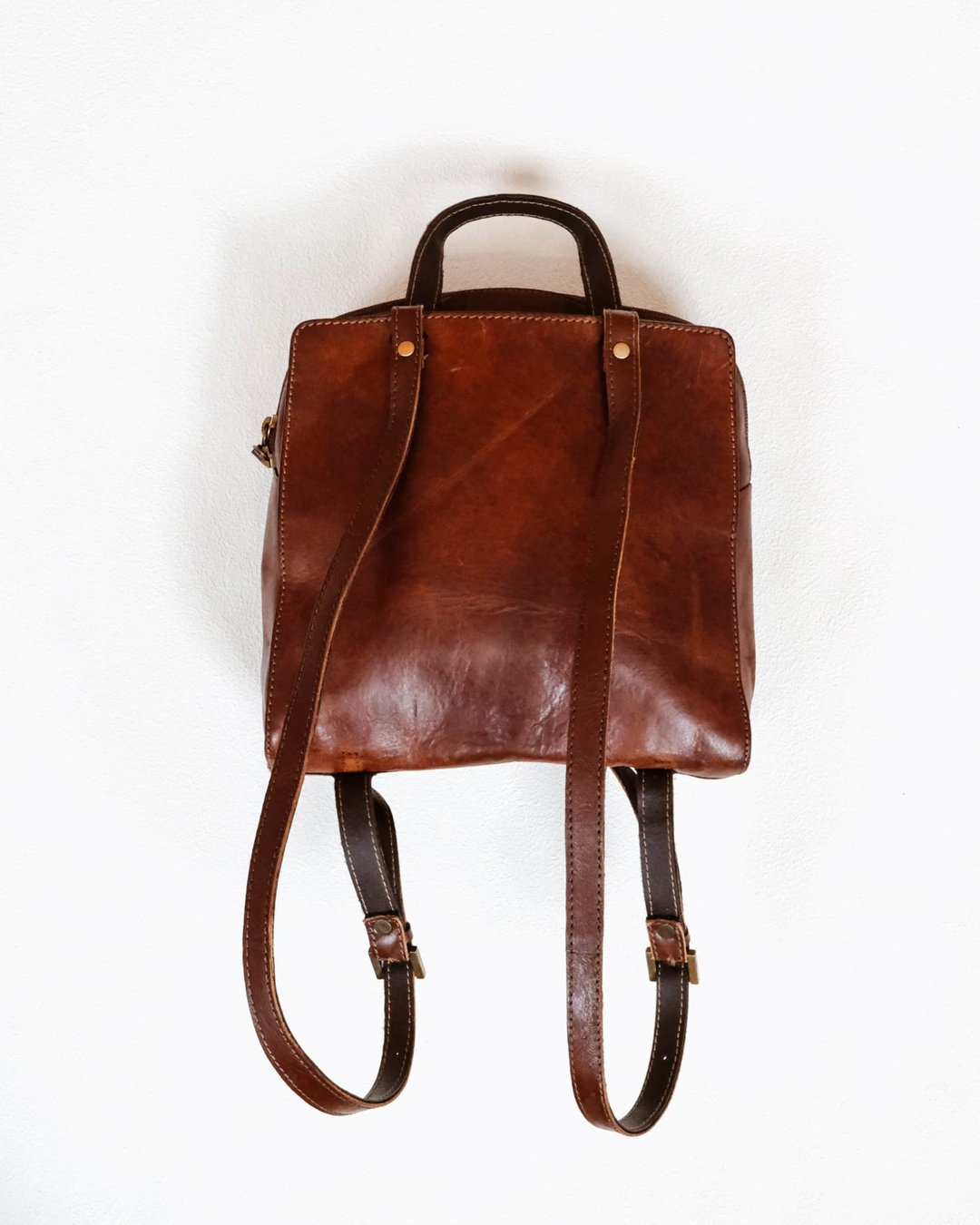 Tsubasa.Y | THE BRIDGE Vintage Bag E01 棕色 真皮 后背包 - 后背包/双肩包 - 真皮 咖啡色