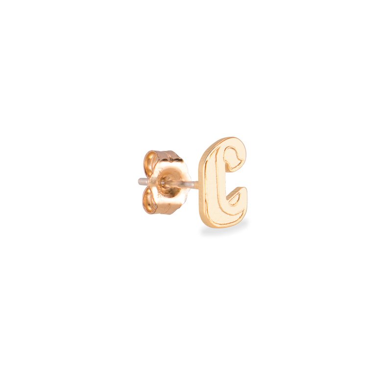英文字母耳环 C -纯银镀金耳环 (单只) - 耳环/耳夹 - 纯银 金色