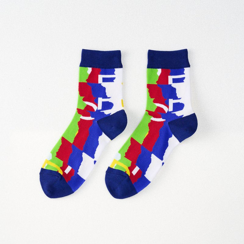 联名TIDF_放映测试中  中筒袜 - 蓝(F) - 袜子 - 棉．麻 蓝色