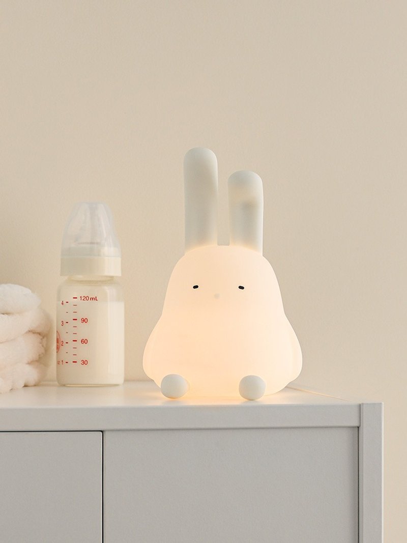 折耳兔伴眠燈 小夜燈 感應燈 氛圍燈 Bunny Night Light 手機支架 - 灯具/灯饰 - 硅胶 白色