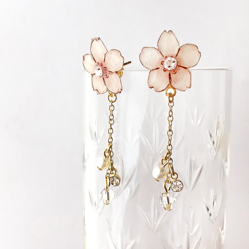Sakura Sway earring - 耳环/耳夹 - 塑料 粉红色