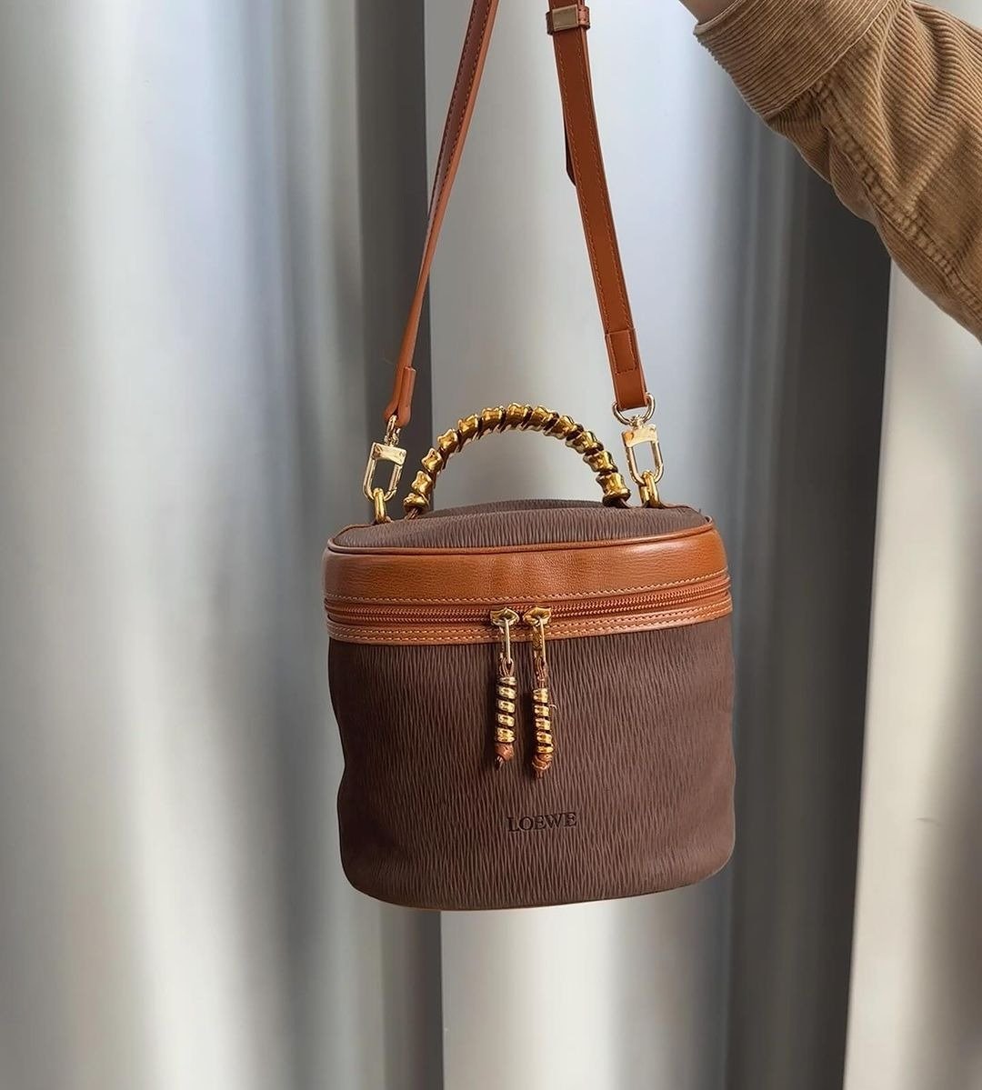 中古包 Loewe罗威 棕色蛇骨化妆包 - 化妆包/杂物包 - 真皮 咖啡色
