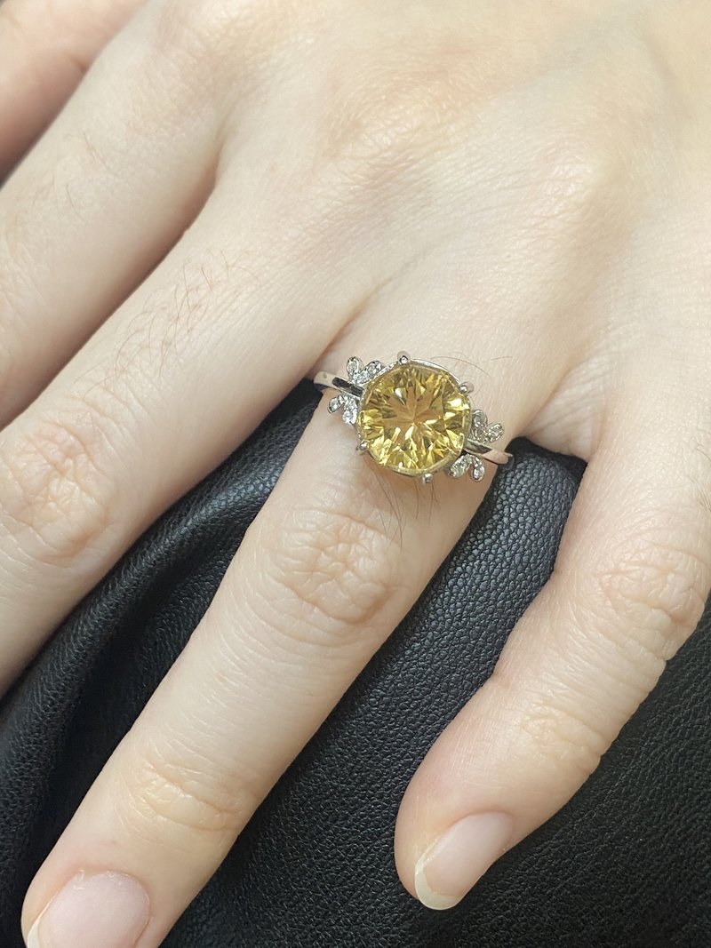 全净体天然黄水晶925银戒指 - 戒指 - 水晶 黄色