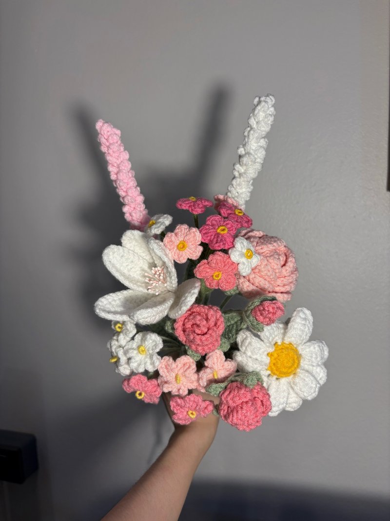 粉红色调的钩针花 - 植栽/盆栽 - 压克力 粉红色