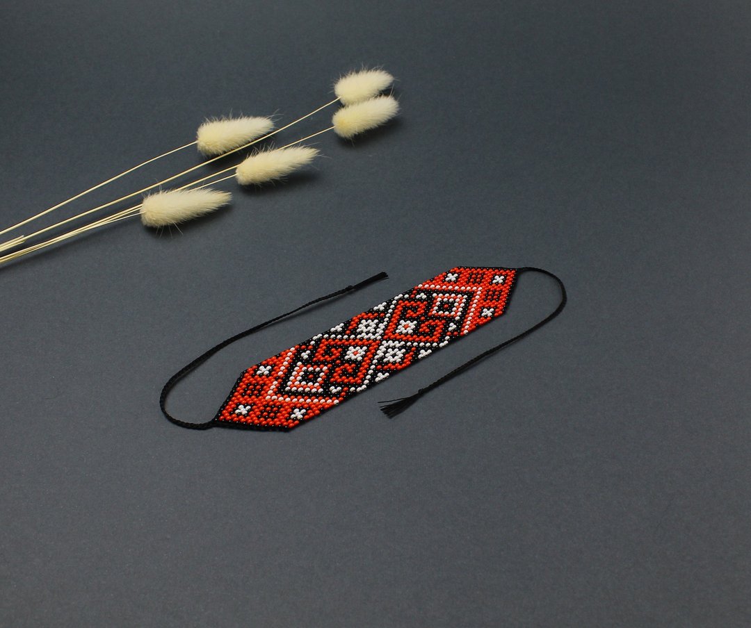 Bohemian jewelry beaded bracelet gift for her - 手链/手环 - 玻璃 红色