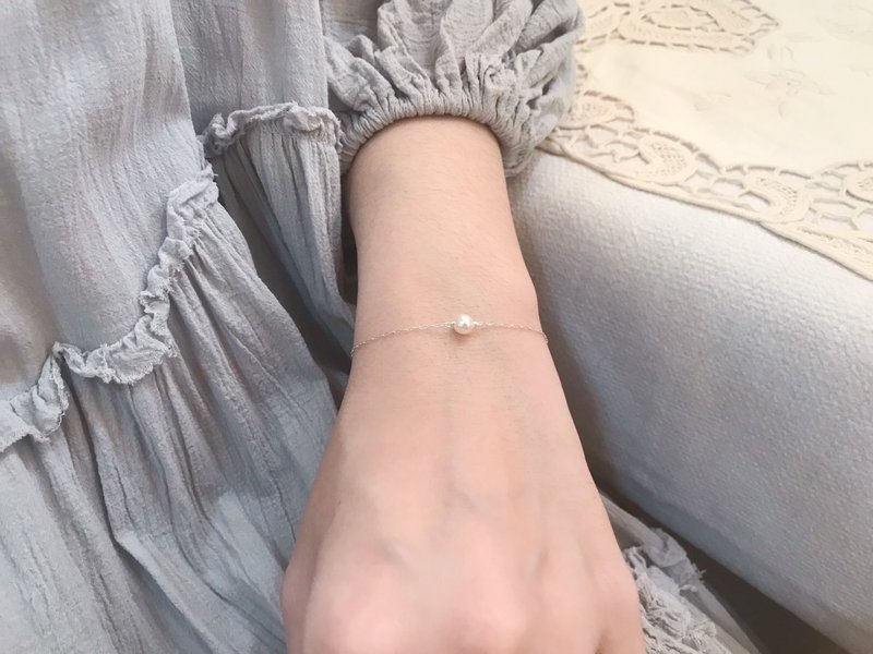 ::银::施华洛世奇水晶珍珠 极细零感 925银 手链 - 手链/手环 - 纯银 